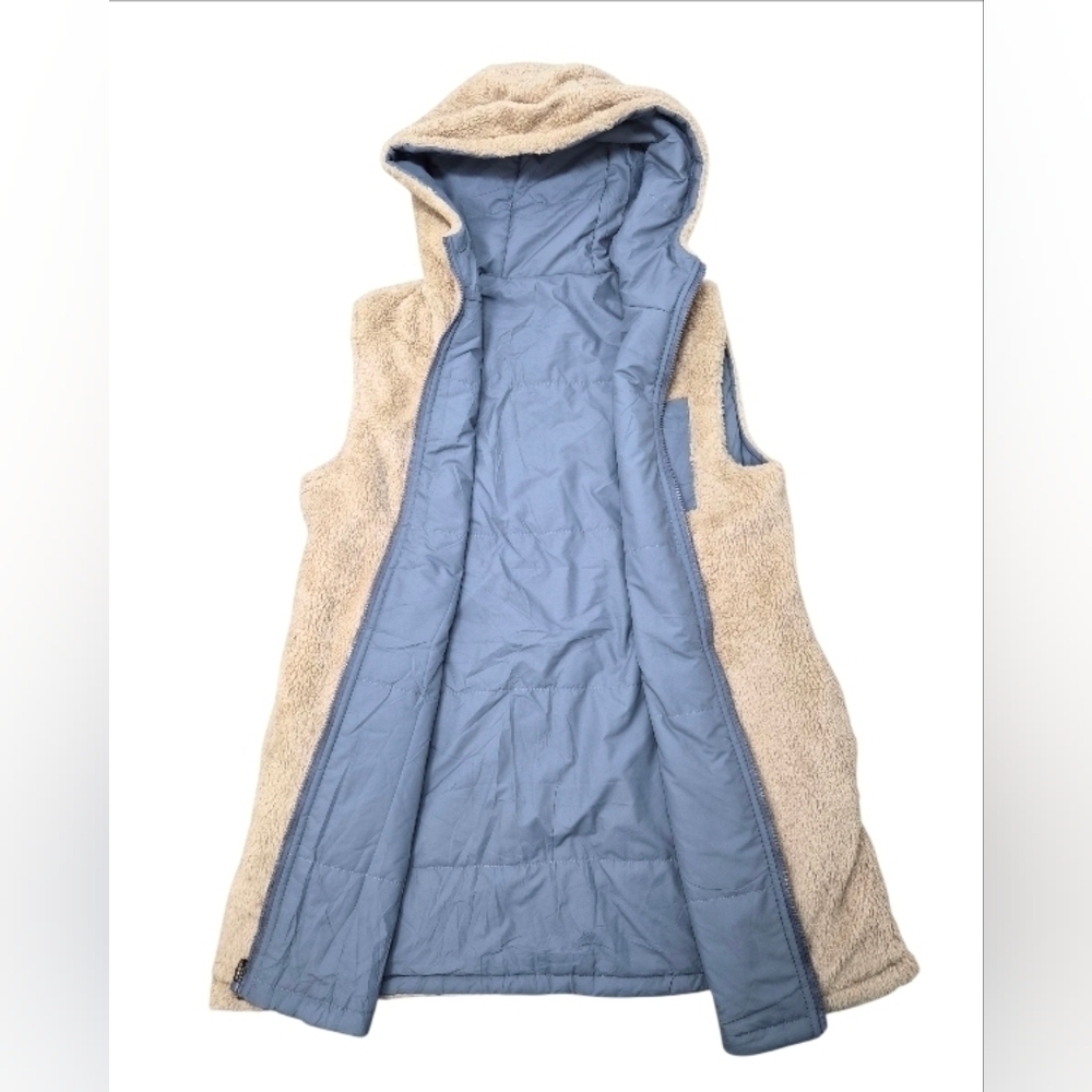 Puffer Vest Reversible Quilted Sherpa Hooded Zip Vest Coat Jacket Size Medium - Picture 10 of 12